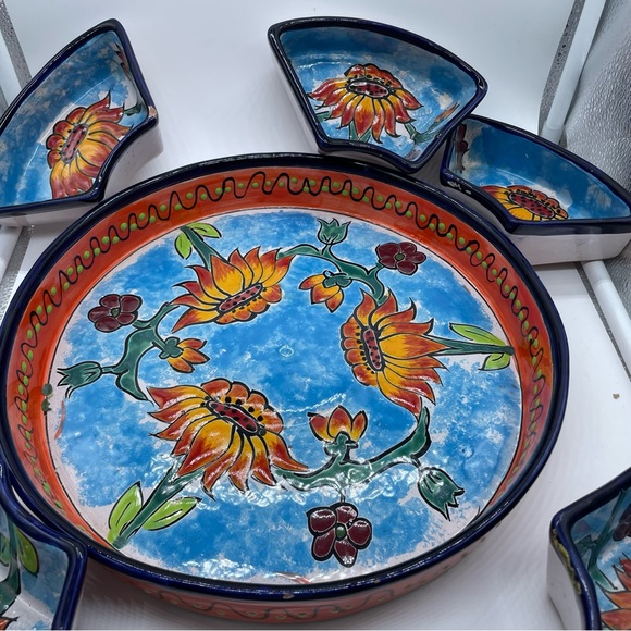 Mexican Talavera 7pc Chip and Dip Set - Picture 4 of 6
